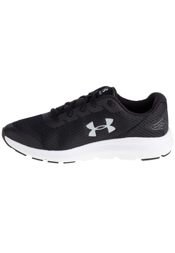 Buty do biegania męskie Under Armour Surge 2. Zapięcie: sznurówki. Kolor: wielokolorowy, czarny, szary. Materiał: materiał, syntetyk, tkanina. Szerokość cholewki: normalna