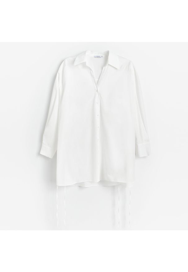 Reserved - Koszula oversize z bawełny organicznej - Biały. Kolor: biały. Materiał: bawełna