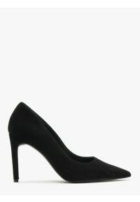 Ryłko - Czarne czółenka na wysokim obcasie. Kolor: czarny. Materiał: skóra, welur. Obcas: na obcasie. Styl: street. Wysokość obcasa: wysoki #1