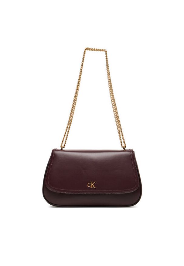 Calvin Klein Torebka Ck Convertible Chain Medium Bag LV04F3171G Bordowy. Kolor: czerwony. Materiał: skórzane