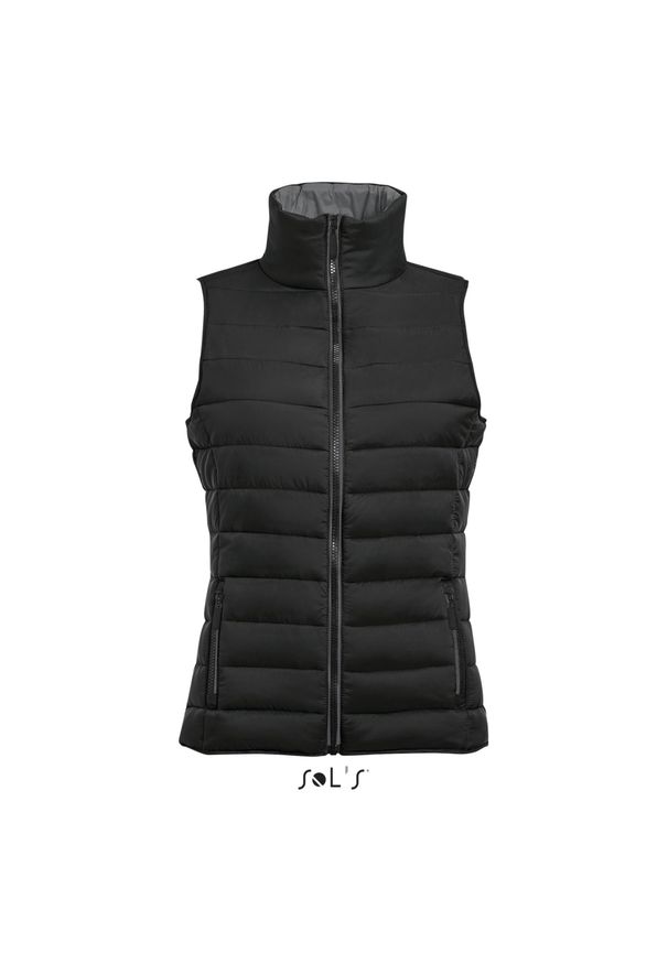 SOL'S - Damska kurtka bez rękawów Sol's Wave. Kolor: czarny. Materiał: puch. Długość rękawa: bez rękawów. Styl: elegancki