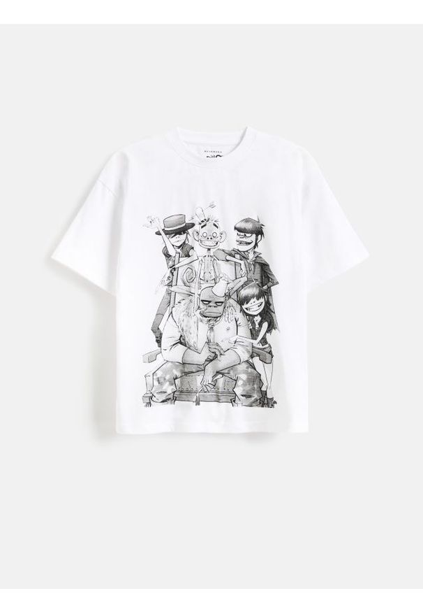 Reserved - Bawełniany t-shirt Gorillaz - biały. Kolor: biały. Materiał: bawełna