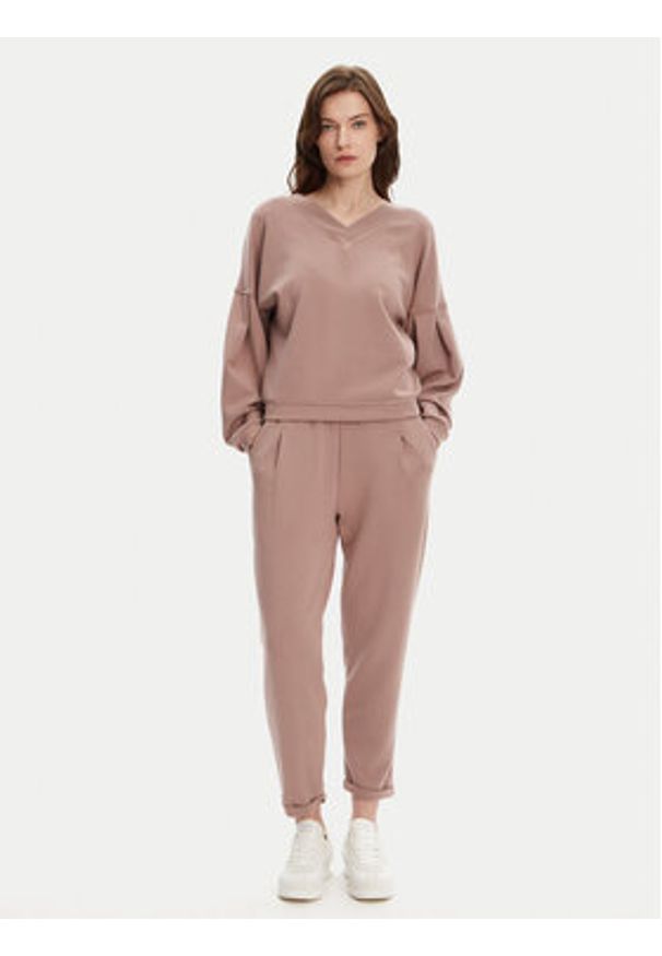 BOSS Bluza Scuba 50545647 Beżowy Relaxed Fit. Kolor: beżowy. Materiał: syntetyk