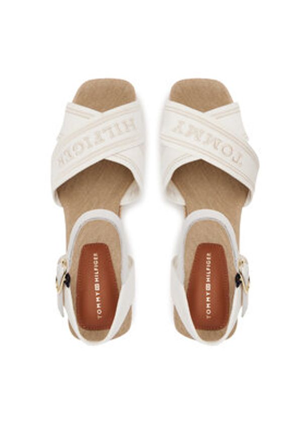 TOMMY HILFIGER - Tommy Hilfiger Espadryle Tommy Hilfiger Espad High Wedge FW0FW08668 Écru. Materiał: materiał