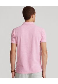 Ralph Lauren - RALPH LAUREN - Różowa koszulka polo Custom Slim Fit Mesh. Typ kołnierza: polo. Kolor: różowy, wielokolorowy, fioletowy. Materiał: mesh. Wzór: haft #2