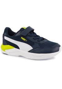 Puma - Buty sneakersy dziecięce na rzep granatowe PUMA X-RAY SPEED LITE AC PS. Zapięcie: rzepy. Kolor: niebieski, wielokolorowy, żółty. Sport: turystyka piesza