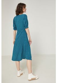 medicine - Medicine sukienka kolor turkusowy midi rozkloszowana. Kolor: turkusowy. Materiał: tkanina. Typ sukienki: rozkloszowane. Długość: midi #2