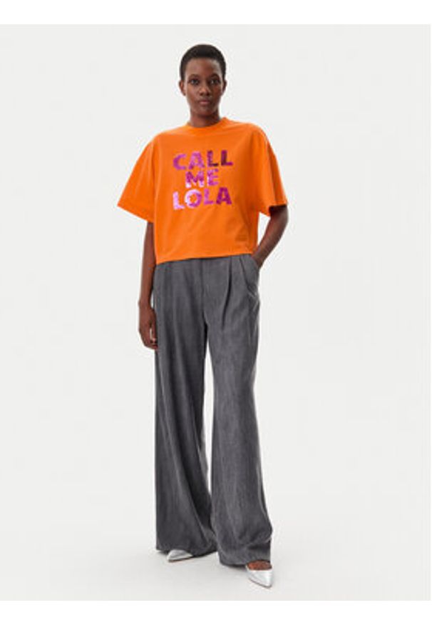 LOLA CASADEMUNT T-Shirt LS2515054 Pomarańczowy Relaxed Fit. Kolor: pomarańczowy. Materiał: bawełna