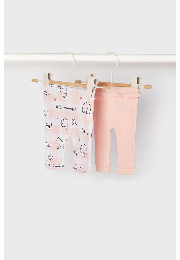 Mayoral Newborn legginsy dziecięce (2-pack) kolor różowy gładkie. Kolor: różowy. Materiał: włókno, dzianina. Wzór: gładki