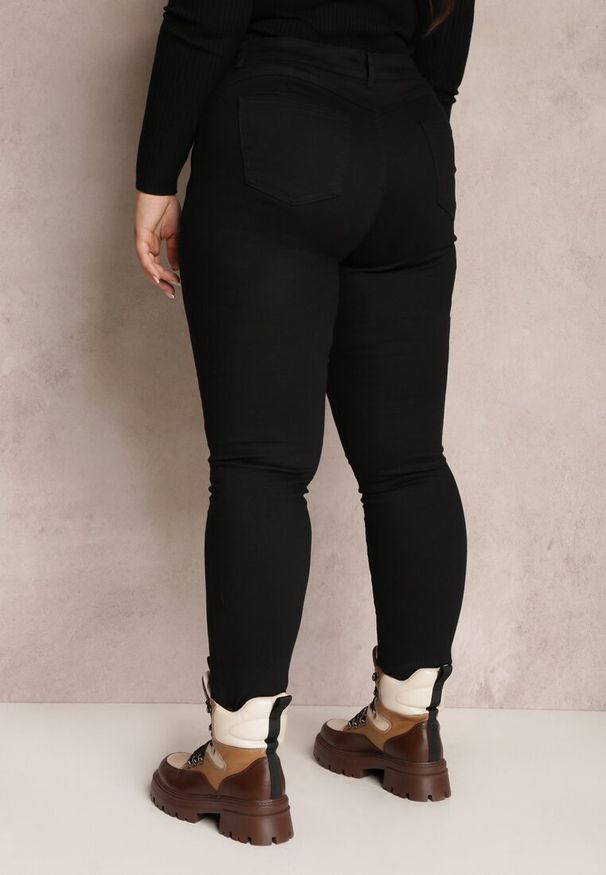 Renee - Czarne Spodnie Skinny Push Up Heochie. Okazja: na co dzień. Stan: podwyższony. Kolor: czarny. Materiał: tkanina, jeans. Styl: elegancki, casual