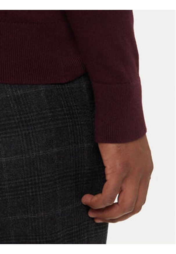 TOMMY HILFIGER - Tommy Hilfiger Sweter MW0MW28046 Bordowy Regular Fit. Kolor: czerwony. Materiał: bawełna