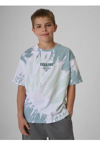 4f - 4F T-shirt loose z nadrukiem chłopięcy - zielony 122/128 (6-8 lat). Okazja: na uczelnię, na co dzień, na spacer. Kolor: zielony. Materiał: materiał, bawełna, dzianina. Wzór: nadruk. Sezon: lato. Styl: casual #1