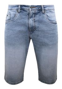 Jeansowe Męskie Szorty (Krótkie Spodenki) - Pako Jeans - Błękitne. Kolor: niebieski. Materiał: bawełna, elastan. Długość: krótkie. Sezon: lato. Styl: wakacyjny