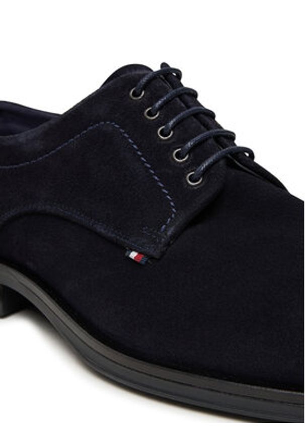 TOMMY HILFIGER - Tommy Hilfiger Półbuty Corporate Derby FM0FM05582 Granatowy. Kolor: niebieski. Materiał: skóra, zamsz