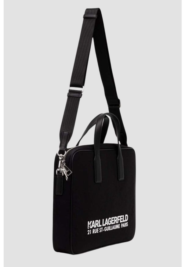 Karl Lagerfeld - KARL LAGERFELD Czarna aktówka K/rsg Briefcase Nylon. Kolor: czarny. Materiał: nylon