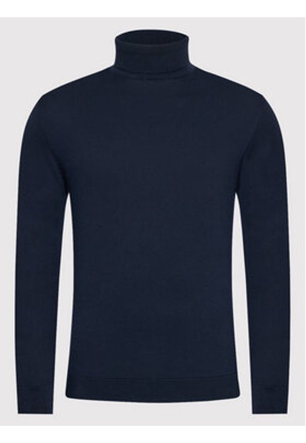 Selected Homme Golf Berg 16074684 Granatowy Regular Fit. Typ kołnierza: golf. Kolor: niebieski. Materiał: bawełna