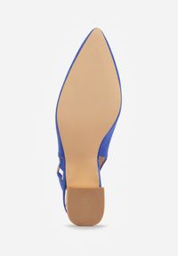 Renee - Niebieskie Sandały Vices na Słupku ze Skórzaną Wkładką i Metaliczną Wstawką Sesoria. Okazja: na co dzień, do pracy, na spotkanie biznesowe. Nosek buta: szpiczasty. Zapięcie: sprzączka. Kolor: niebieski. Materiał: skóra. Obcas: na słupku. Styl: wizytowy, klasyczny, casual, biznesowy, elegancki. Wysokość obcasa: średni #7