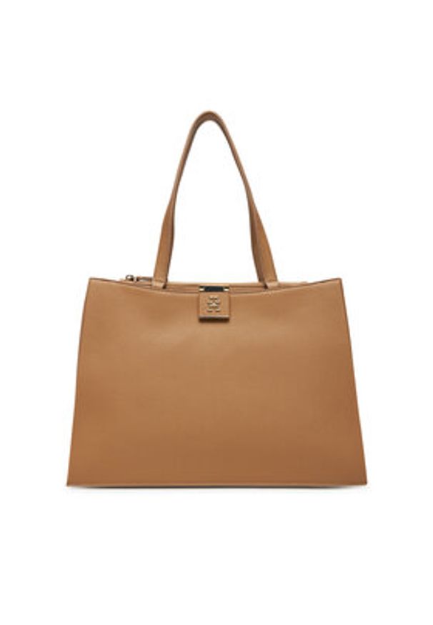 TOMMY HILFIGER - Tommy Hilfiger Torebka Th Her Tote AW0AW17191 Brązowy. Kolor: brązowy. Materiał: skórzane