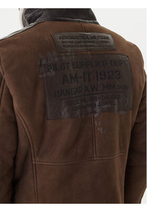 Aeronautica Militare Kurtka skórzana 252PN0164U100893 Brązowy Regular Fit. Kolor: brązowy. Materiał: skóra