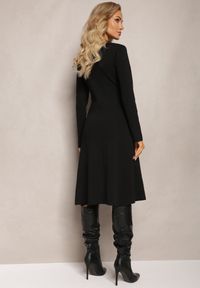 Renee - Czarna Koszulowa Sukienka z Rozkloszowanym Dołem z Wiskozy Zeudilla. Kolor: czarny. Materiał: wiskoza. Typ sukienki: koszulowe. Długość: midi #3