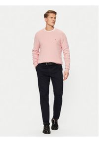 TOMMY HILFIGER - Tommy Hilfiger Sweter MW0MW37400 Różowy Slim Fit. Kolor: różowy. Materiał: bawełna #4