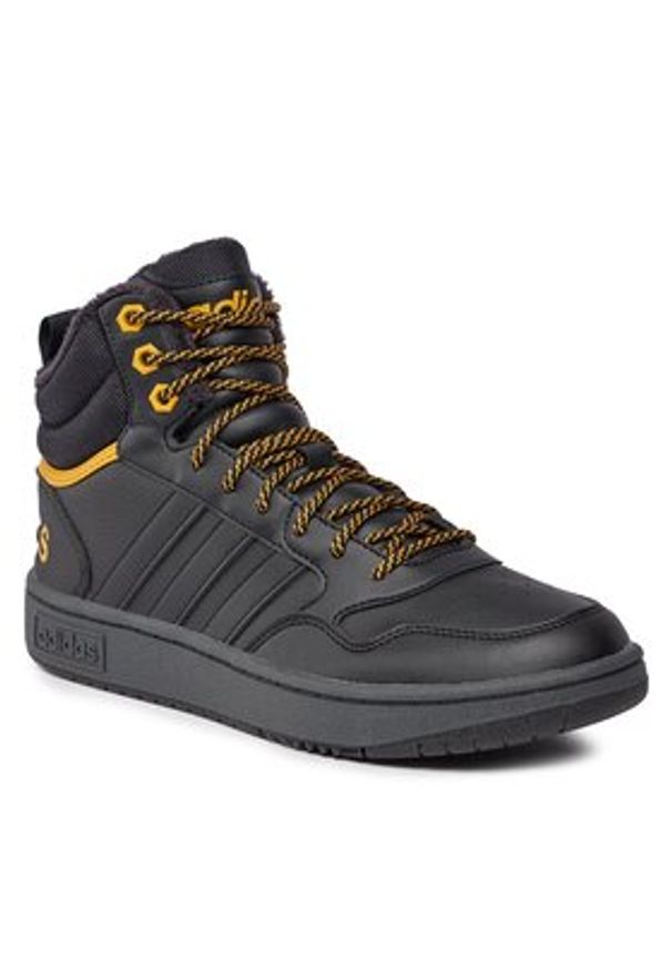 Adidas - adidas Sneakersy Hoops 3.0 Mid IG7928 Czarny. Kolor: czarny. Materiał: skóra