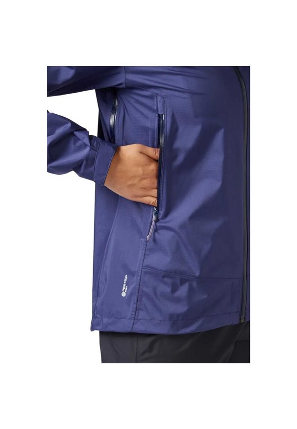 Kurtka przeciwdeszczowa damska Rab Downpour Plus 2.0 Jacket z kapturem. Typ kołnierza: kaptur. Kolor: niebieski