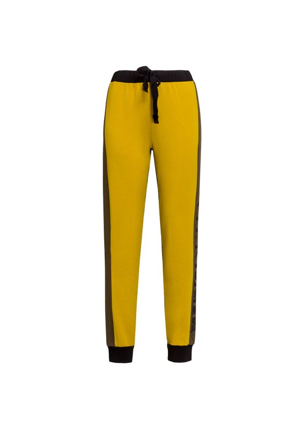 Deha - Spodnie dresowe DEHA ACTIVE. Kolor: żółty. Materiał: dresówka. Wzór: nadruk