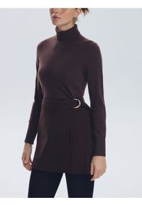 Reserved - Sztruksowa spódnica z zakładką - ciemnobrązowy. Kolor: brązowy. Materiał: sztruks #1