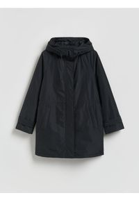 Reserved - Kurtka z kapturem - czarny. Typ kołnierza: kaptur. Kolor: czarny. Materiał: tkanina. Wzór: gładki #1