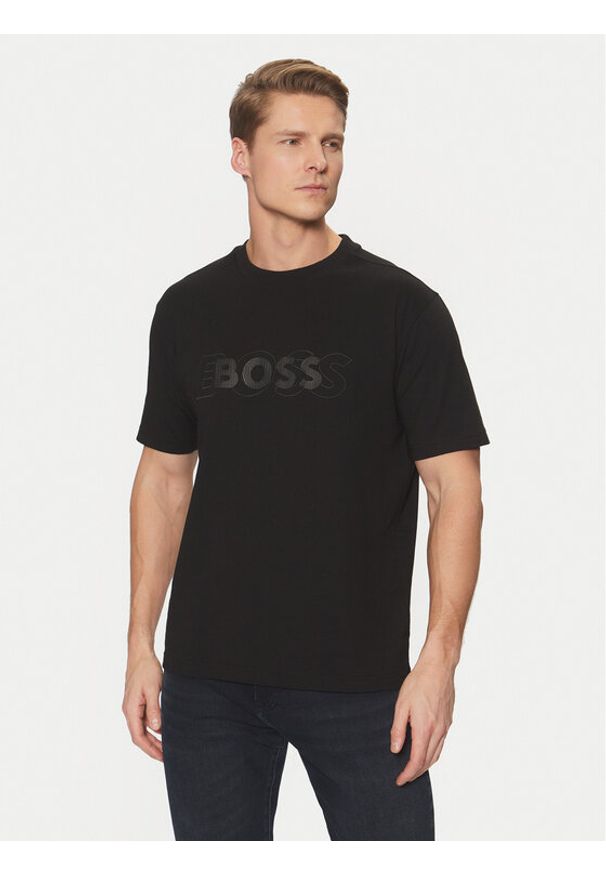 BOSS T-Shirt 50531271 Czarny Regular Fit. Kolor: czarny. Materiał: bawełna