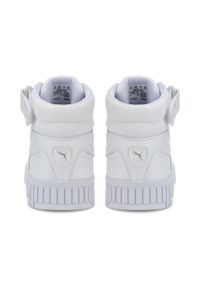 Puma - Damskie sneakersy Carina 2.0 Mid PUMA White Silver Gray. Okazja: na plażę. Kolor: szary, biały, wielokolorowy. Materiał: guma, syntetyk, materiał. Sezon: lato. Sport: turystyka piesza