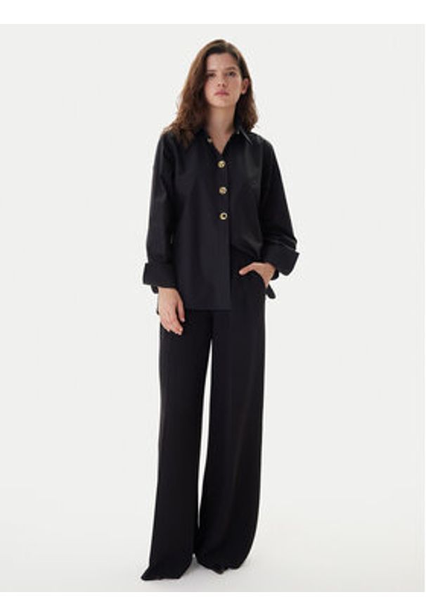 Karl Lagerfeld - KARL LAGERFELD Koszula B1W11012 Czarny Regular Fit. Typ kołnierza: dekolt w karo. Kolor: czarny. Materiał: bawełna