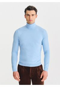 Pako Lorente - PAKO LORENTE - Jasnoniebieski gładki golf męski. Typ kołnierza: golf. Kolor: niebieski, zielony. Materiał: poliamid, bawełna, elastan. Wzór: gładki. Sezon: jesień #1