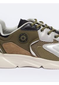 Big-Star - Sneakersy męskie z zamszowymi wstawkami khaki NN174294 303. Kolor: zielony. Materiał: zamsz #5