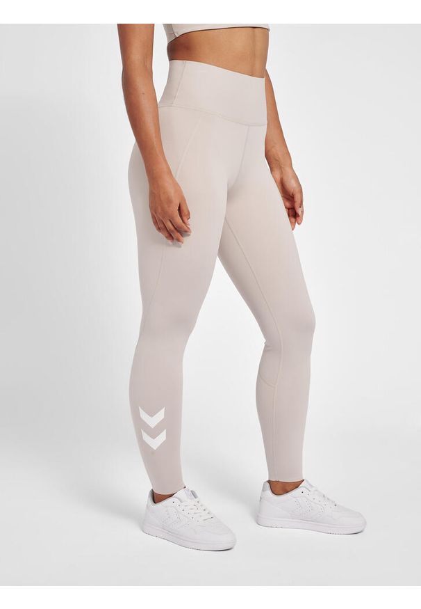 Damskie wysokie legginsy Hummel MT Grace. Kolor: szary. Wzór: jodełka, nadruk