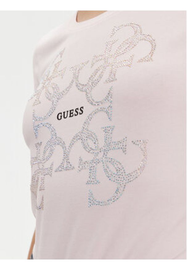 Guess T-Shirt W4RI35 J1314 Różowy Slim Fit. Kolor: różowy. Materiał: bawełna