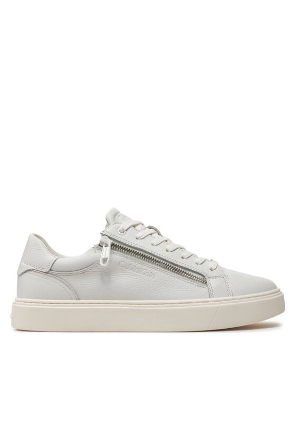 Calvin Klein Sneakersy Low Top Lace Up W/Zip HM0HM01475 Biały. Kolor: biały