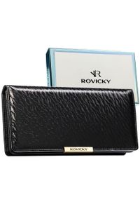 ROVICKY - Duży portfel damski ze skóry ekologicznej w czarnym kolorze zamykany na zatrzask - Rovicky. Kolor: czarny. Materiał: skóra ekologiczna #1
