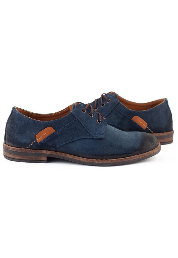 KENT Buty męskie casual 272 granatowe. Okazja: na co dzień. Kolor: niebieski. Materiał: jeans, skóra. Sezon: jesień, wiosna. Styl: casual