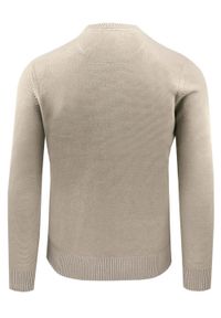 Męski Sweter Bawełniany, Delikatna Faktura Materiału - Pako Jeans - Beżowy. Kolor: beżowy, brązowy, wielokolorowy. Materiał: bawełna. Styl: elegancki, klasyczny #2