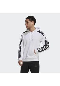 Adidas - Bluza piłkarska męska adidas Squadra 21 Sweat Hoody. Typ kołnierza: kaptur. Kolor: biały. Materiał: poliester, bawełna. Sport: piłka nożna