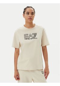 EA7 Emporio Armani T-Shirt 7W000098 AF12503 U1079 Beżowy Loose Fit. Kolor: beżowy. Materiał: bawełna #1