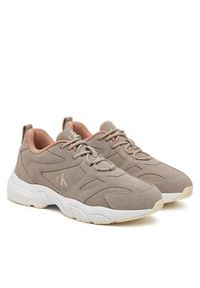 Calvin Klein Jeans Sneakersy Retro Tennis Low Mg Mix Media Wn YW0YW01639 Beżowy. Kolor: beżowy. Materiał: zamsz, skóra