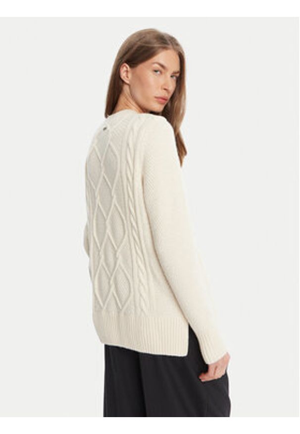 Barbour Sweter Burne Crew LKN1572WH51 Écru Regular Fit. Materiał: bawełna