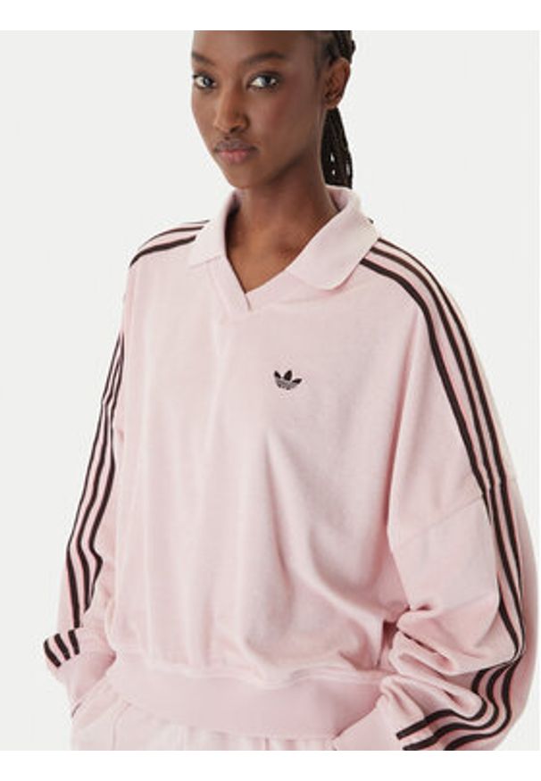 Adidas - adidas Bluza Terry Towel KD1400 Różowy Oversize. Kolor: różowy. Materiał: bawełna