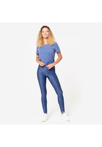 DOMYOS - Legginsy fitness damskie Domyos. Kolor: niebieski. Materiał: materiał, poliester, elastan. Sport: fitness