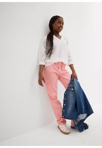 bonprix - Bluzka tunikowa z przewiewnego muślinu. Kolor: biały. Wzór: ażurowy, haft #3