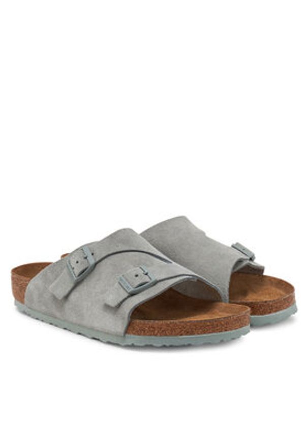 Birkenstock Klapki ZÜRICH 1029184 Zielony. Kolor: zielony. Materiał: zamsz, skóra