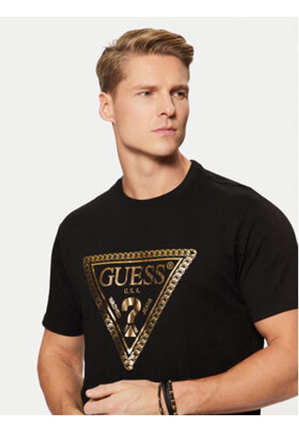 Guess T-Shirt M5RI49 K9RM1 Czarny Regular Fit. Kolor: czarny. Materiał: bawełna